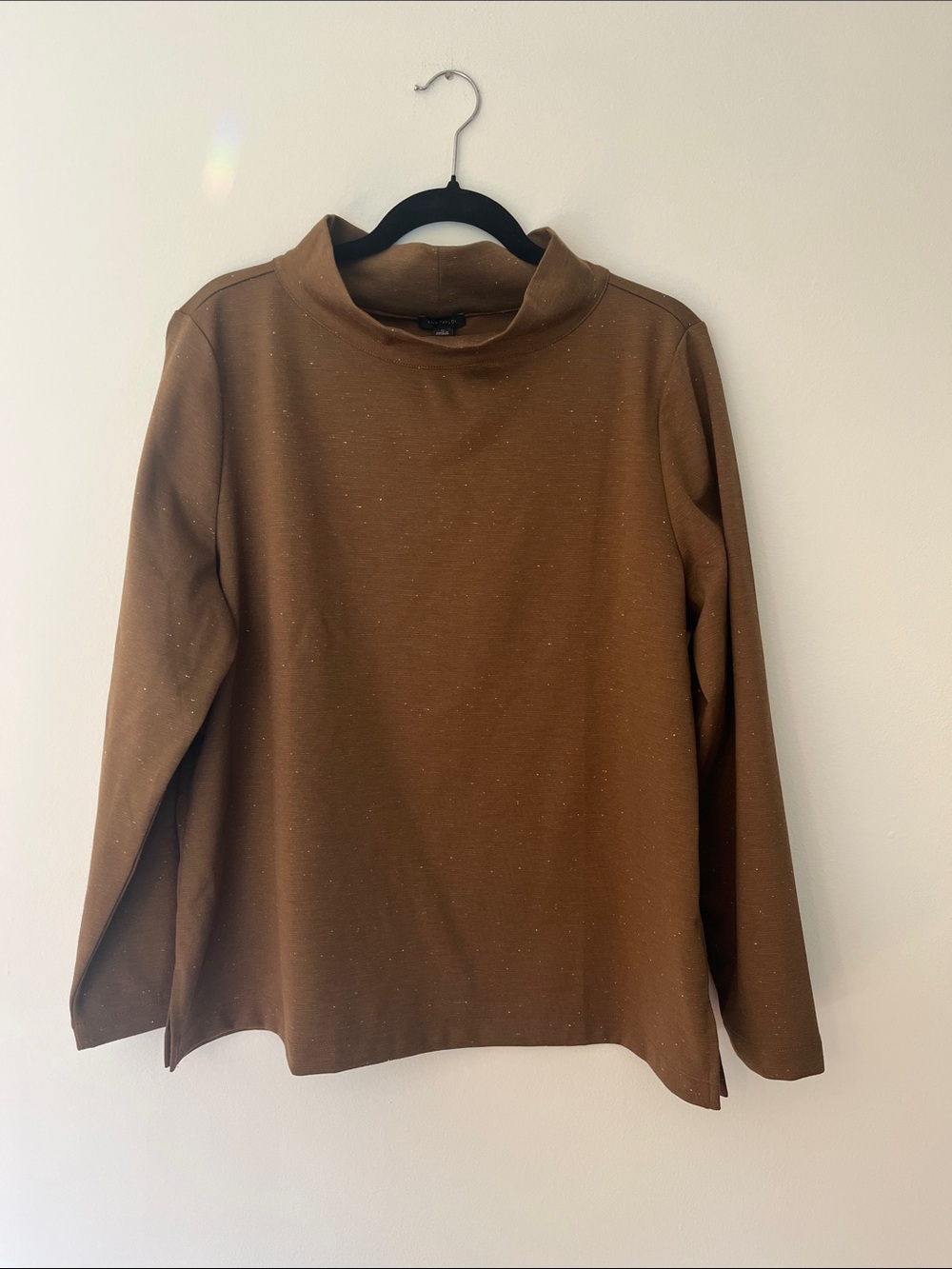 Speckled Brown Mock Neck Pullover